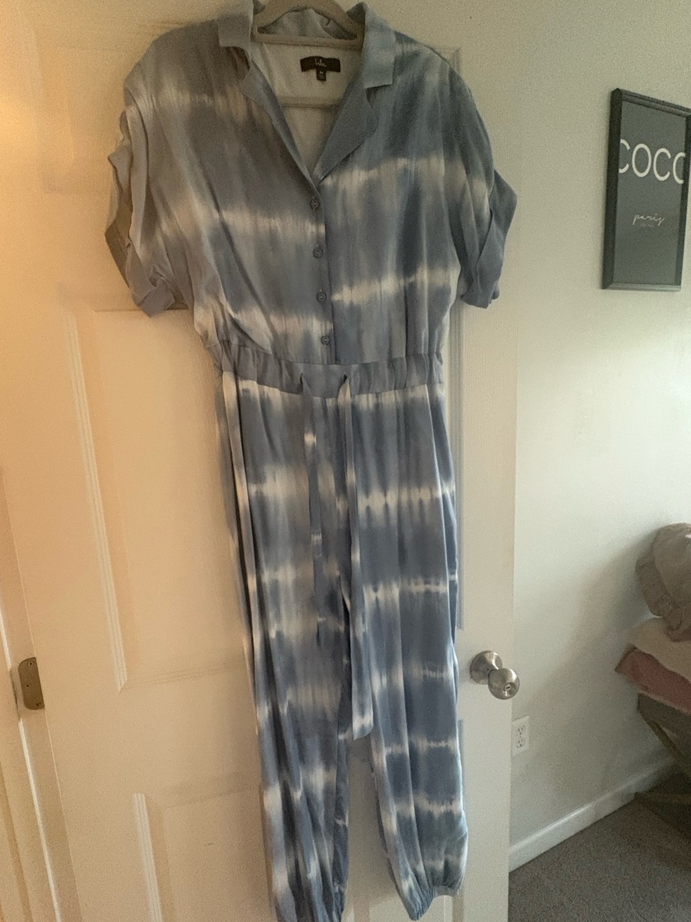 Lulu's Light Blue and White Tie dye jumpsuit